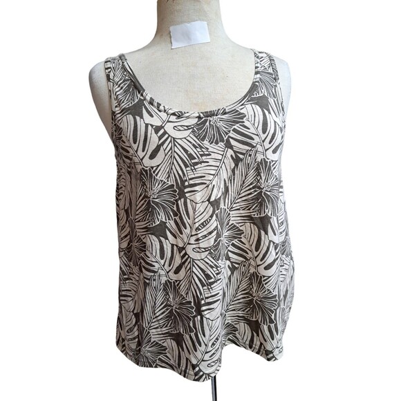 Pact Tank Top Green Cream Organic Cotton Blend Grape Leaf Shirt New - Picture 1 of 6